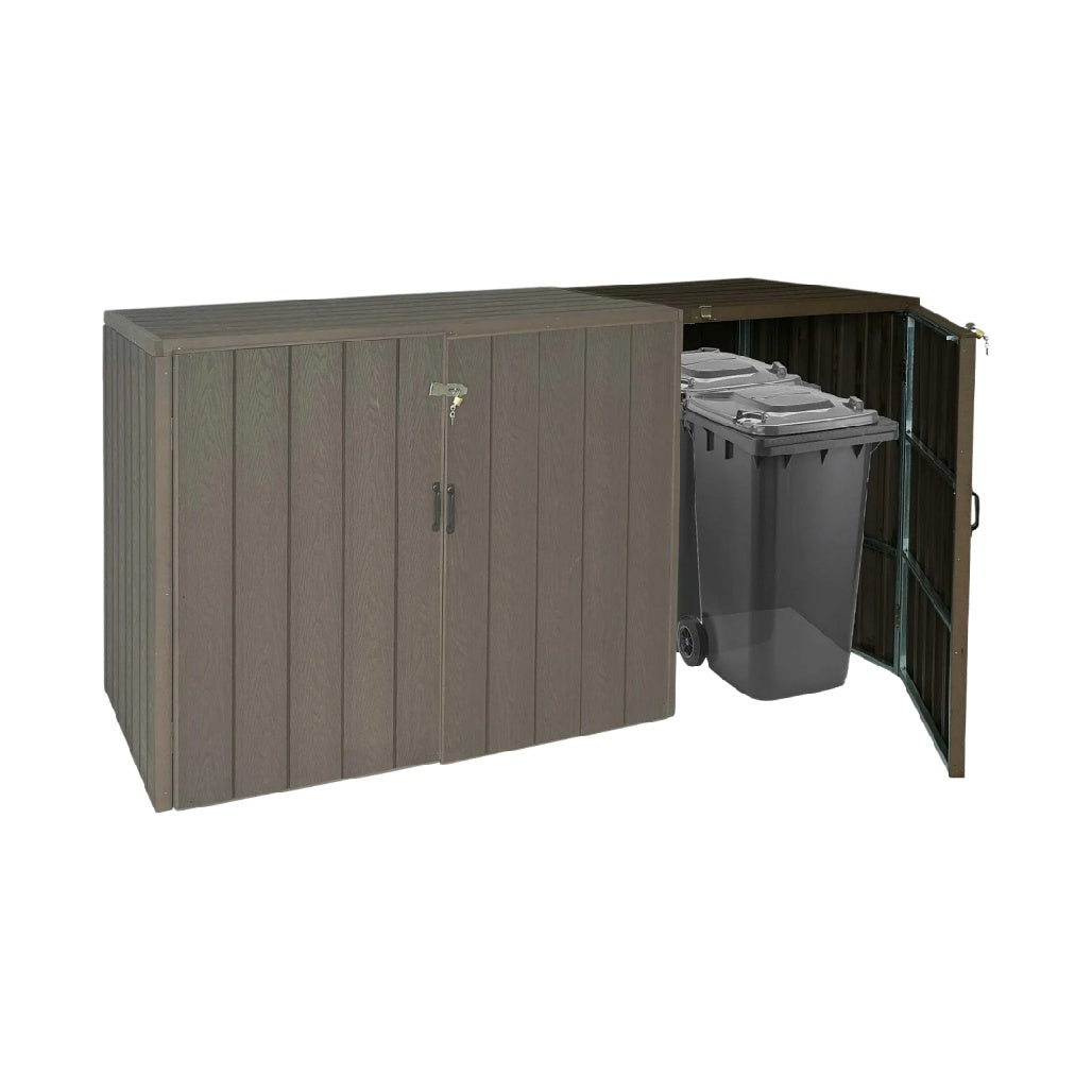 Armoire de rangement extérieure pour poubelles en plastique recyclé - 120 x 75 x 90