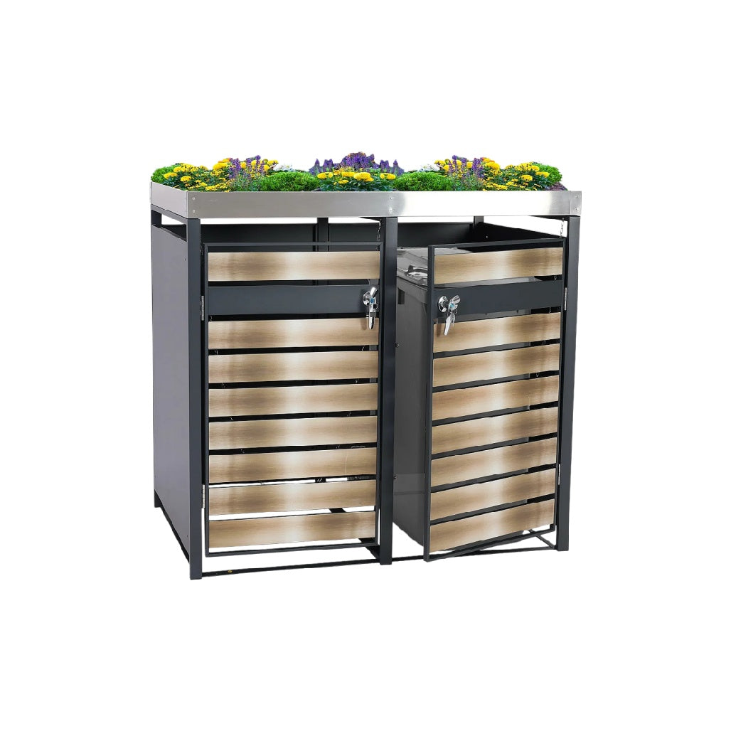 Meuble de rangement pour jardin en métal et bois - 150 x 75 x 90